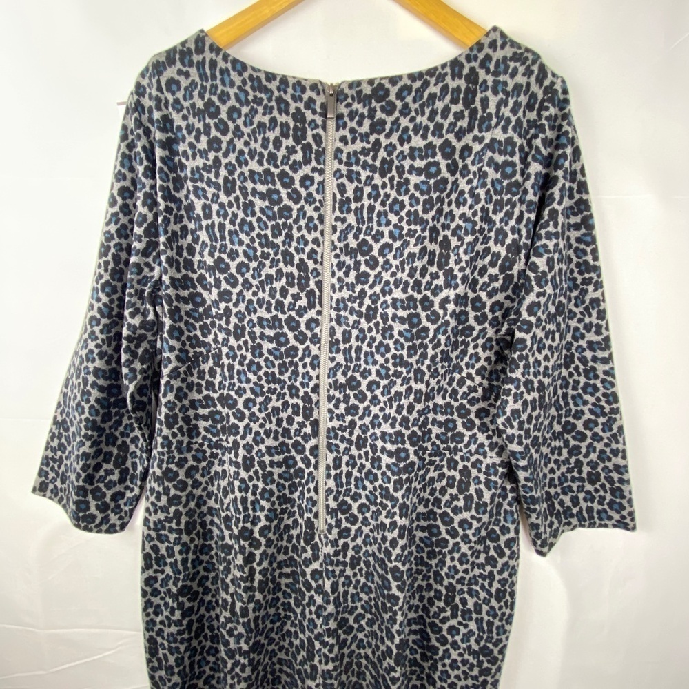 Talbots Womens Sz 16 dress 3/4‎ Sleeve Animal Print A-line knee length grey blue - Picture 12 of 15